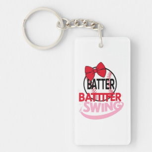 Cute Baseball-Themed "Batter Batter Swing" Design Key Ring