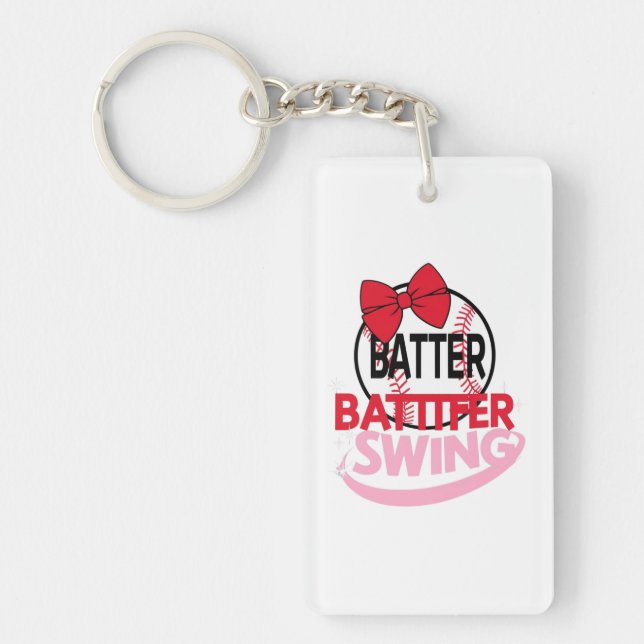  Cute Baseball-Themed "Batter Batter Swing" Design Key Ring (Front)