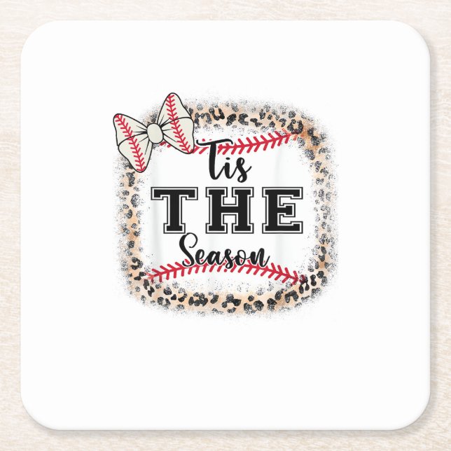 Cute Baseball Tis The Season Mum Sister Toddler Gi Square Paper Coaster (Front)