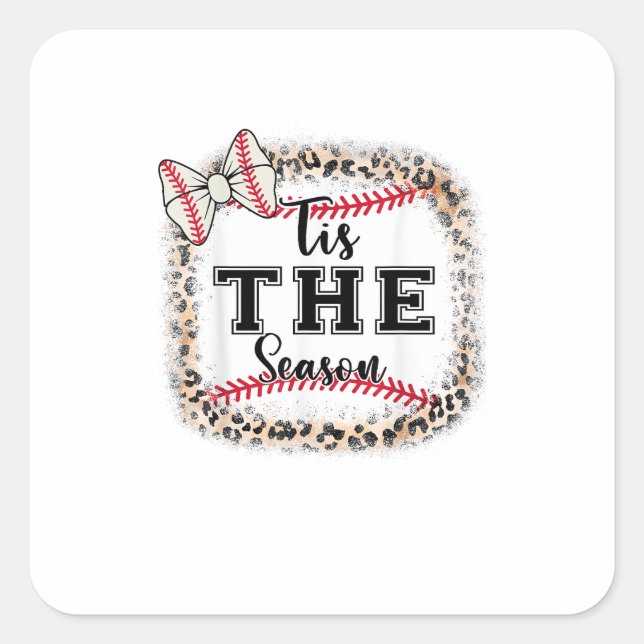 Cute Baseball Tis The Season Mum Sister Toddler Gi Square Sticker (Front)