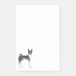 Cute Basenji Dog Illustration In Black And White Post-it Notes
