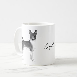 Cute Basenji Dog In Black And White & Custom Text Coffee Mug