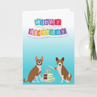 Cute Basenji Hound Dog Animal with Cake