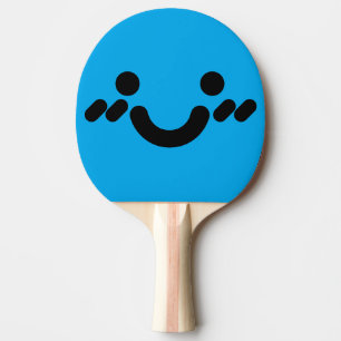 Cute Bashful Face Blue Ping Pong Paddle