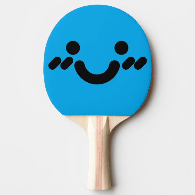 Cute Bashful Face Blue Ping Pong Paddle (Front)