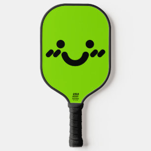 Cute Bashful Face Green Pickleball Paddle