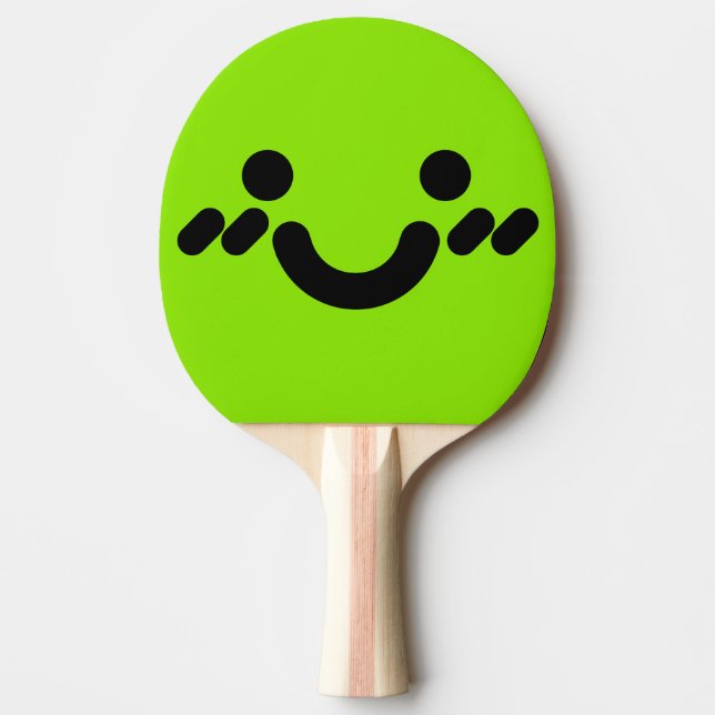 Cute Bashful Face Green Ping Pong Paddle (Front)