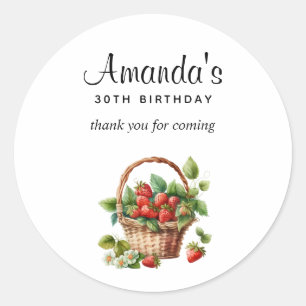Cute Basket of Strawberries Birthday Thank You Classic Round Sticker