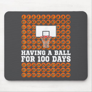 Cute Basketball 100th School Day Days 100 School Mouse Mat