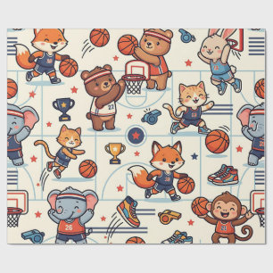 Cute Basketball Animal Wrapping Paper
