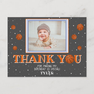 Cute Basketball Balls Chalkboard Photo Thank you Postcard