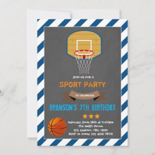 Cute basketball birthday party invitation