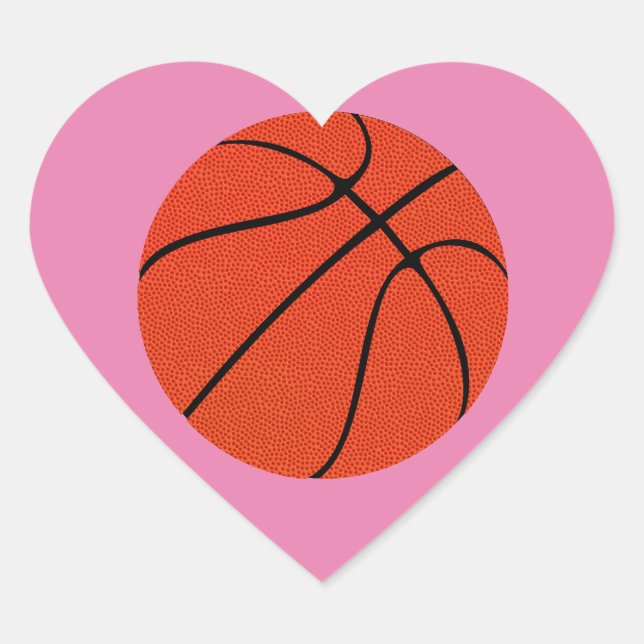 Cute Basketball Custom Background Colour Sports Heart Sticker (Front)