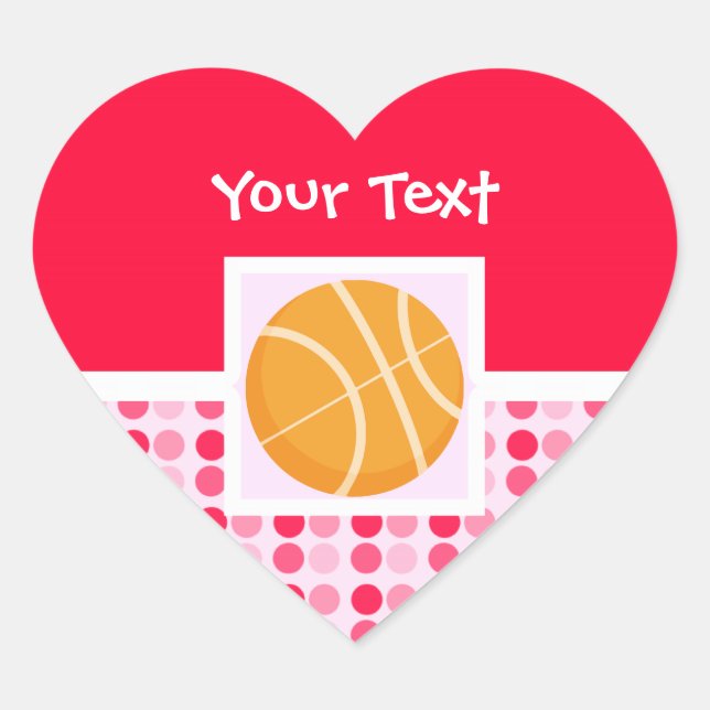 Cute Basketball Heart Sticker (Front)