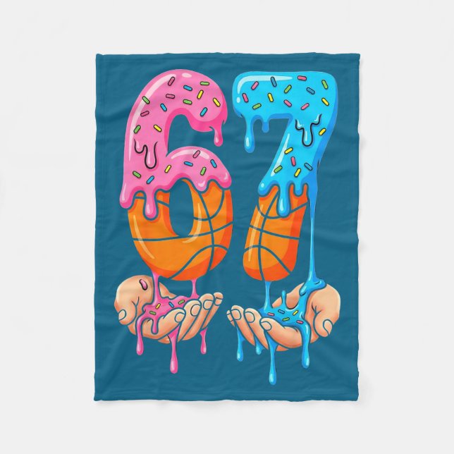 Cute Basketball Ice Cream Drip 67 Fleece Blanket (Front)