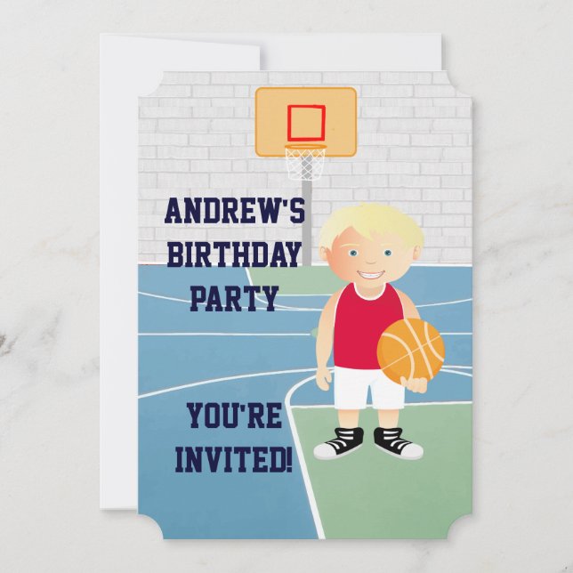 Cute Basketball kids Birthday Party Invitation (Front)