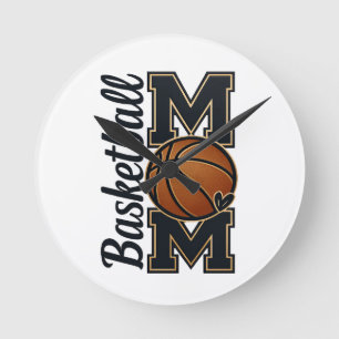 Cute Basketball Mum Game Day Sports Gift Round Clock