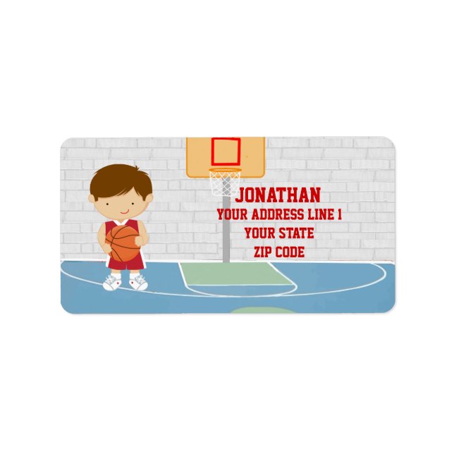 Cute basketball player red basketball jersey label (Front)