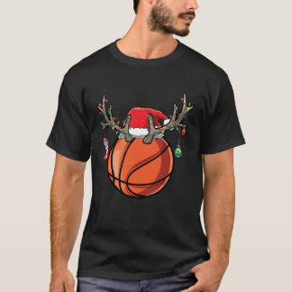 Cute Basketball Player Reindeer Deer Boys Christma T-Shirt