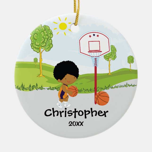 Cute Basketball Player Sport Christmas Ornament (Front)
