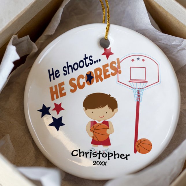 Cute Basketball Player Sport Christmas Ornament (Creator Uploaded)