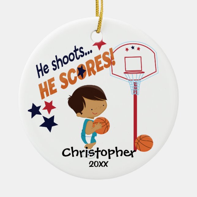 Cute Basketball Player Sport Christmas Ornament (Front)