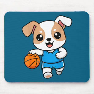 Cute Basketball Puppy Cartoon Sports Design Mouse Mat