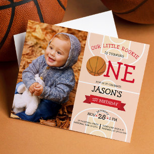 Cute Basketball Ribbon Budget Photo 1st Birthday