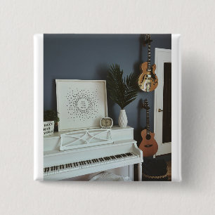 Cute Bass Guitar 15 Cm Square Badge