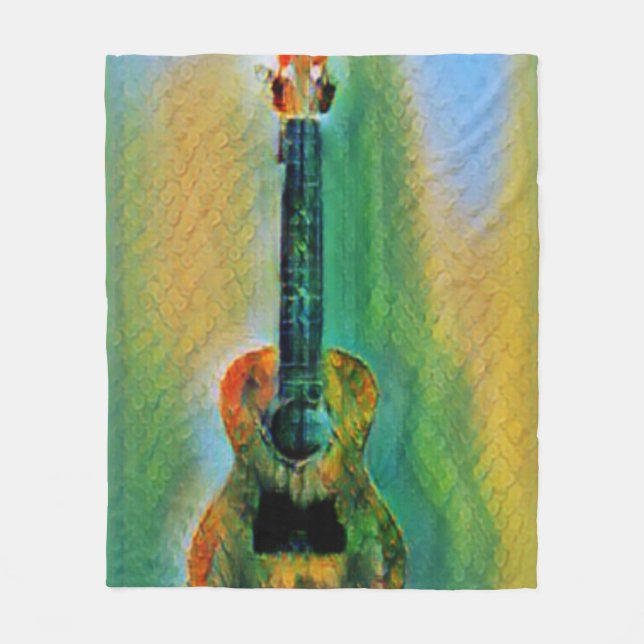 Cute Bass Guitar Fleece Blanket (Front)