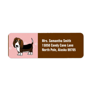 Cute Basset Hound Cartoon - Brown White and Black