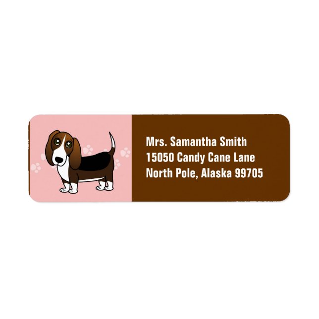 Cute Basset Hound Cartoon - Brown White and Black (Front)