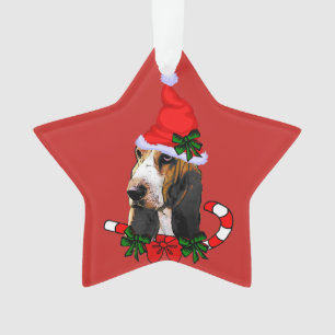 Cute Basset Hound Christmas Ornament