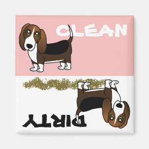 Cute Basset Hound Clean Dirty Dishwasher Magnet