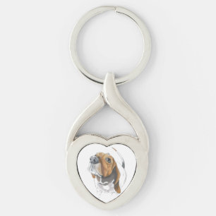Cute Basset Hound Close Up Love Key Ring