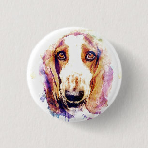 Cute Basset Hound Dog Face Pet Sketch 3 Cm Round Badge