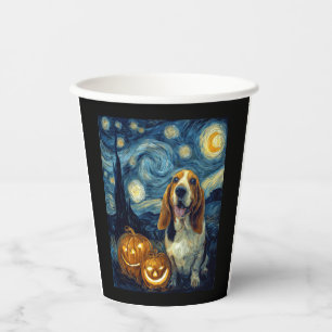 Cute Basset Hound Dog Halloween Jack O Lantern Pum Paper Cups