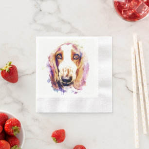 Cute Basset Hound Dog Head Face Puppy Napkin