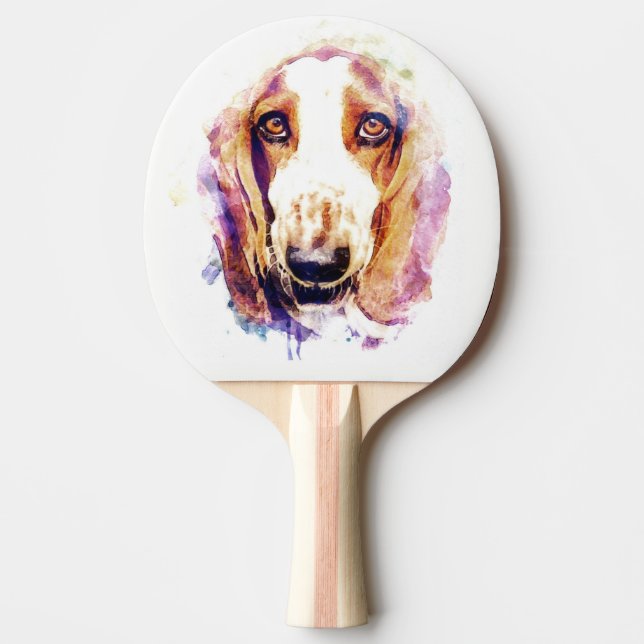 Cute Basset Hound Dog Head Face Puppy Ping Pong Paddle (Front)