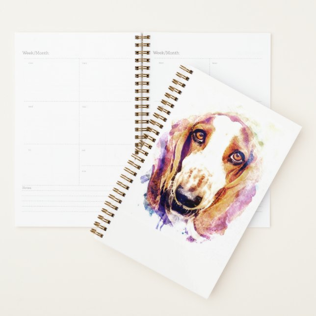 Cute Basset Hound Dog Head Face Puppy Planner (Display)
