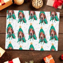 Cute Basset Hound Dog Pattern Christmas