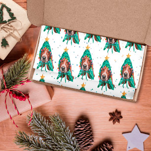 Cute Basset Hound Dog Pattern Christmas Tissue Paper