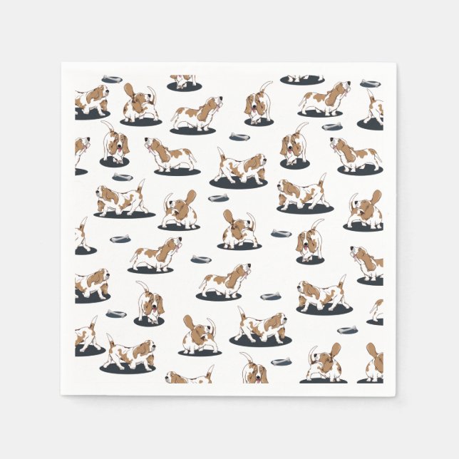 Cute Basset hound dogs pattern Napkin (Front)