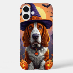Cute Basset Hound halloween Witch Puppy Design iPhone 16 Plus Case
