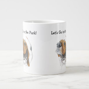 Cute Basset Hound Original Colour Illustration Large Coffee Mug