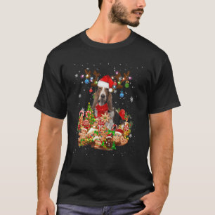 Cute Basset Hound Reindeer Christmas Lighting Sant T-Shirt