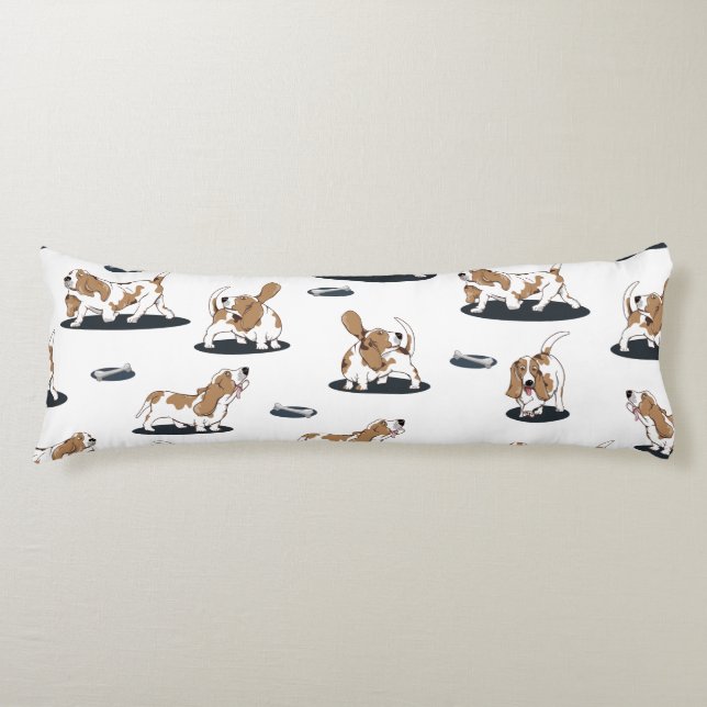 Cute Basset Hounds Body Cushion (Front)