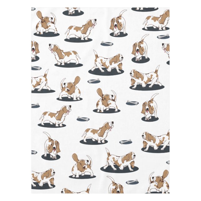 Cute Basset Hounds Tablecloth (Front)