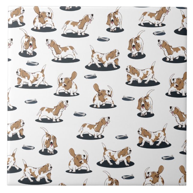 Cute Basset Hounds Tile (Front)