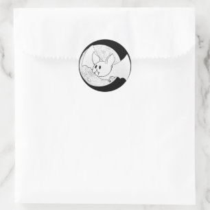 Cute Bat and Full Moon Halloween Classic Round Sticker